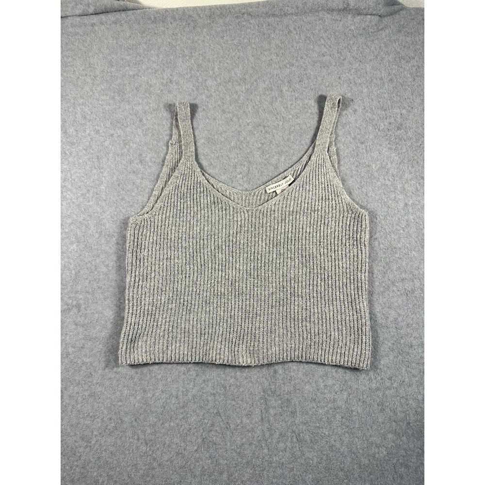 Sincerely Jules Womens Heather Gray Ribbed Knit V-Neck Tank Top Size Large